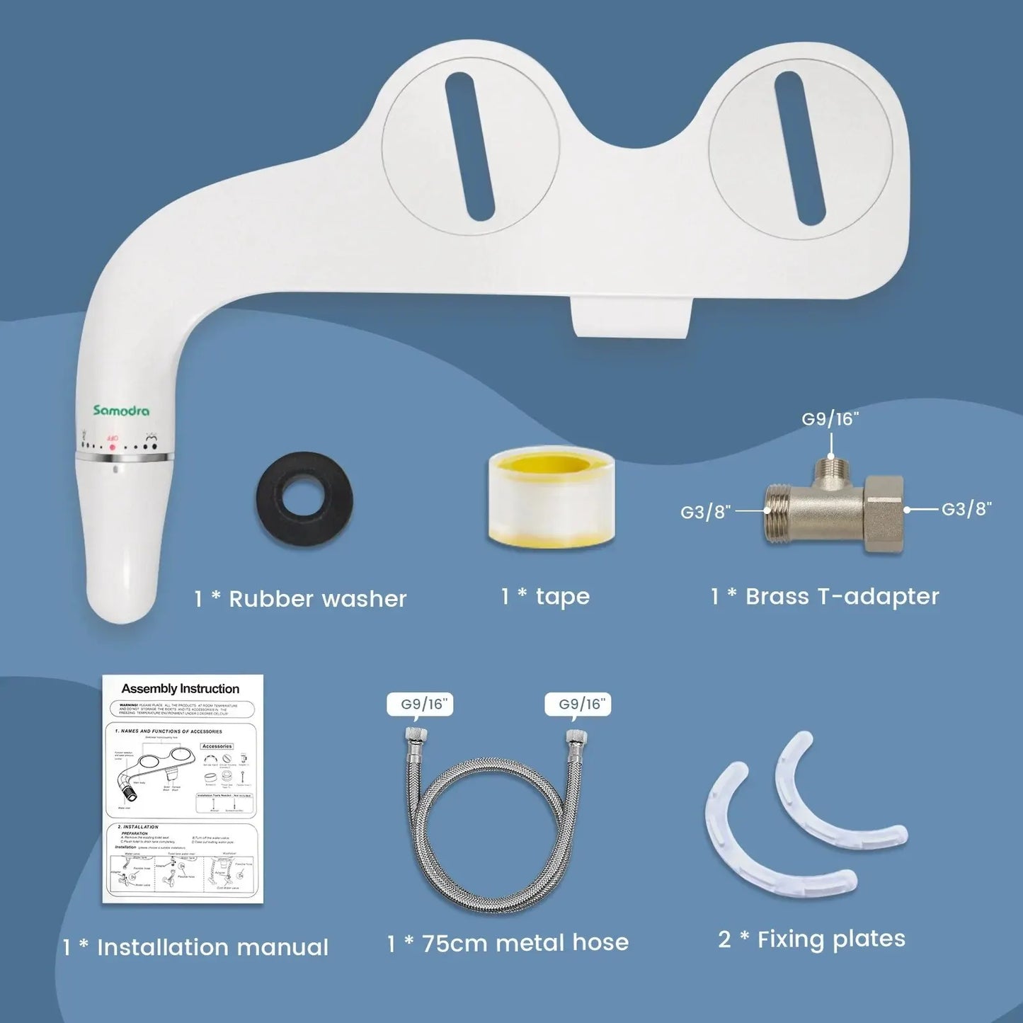 SAMODRA UltraSlim – Kompakte Bidet-Befestigung mit verstellbarem Wasserdruck und zwei Düsen für optimale Reinigung
