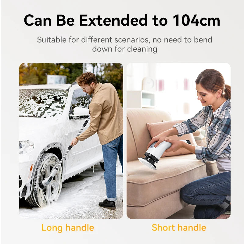 CleanMaster Pro 8-in-1 Kabellose Rotierende Reinigungsbürste – Multifunktional für Bad, Küche, Fenster und WC